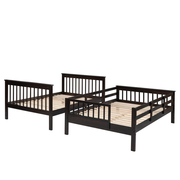 English Elm Stairway Full Over Bunk Bed with Staircase Storage Shelves in White Pine Espresso LT100110AAP