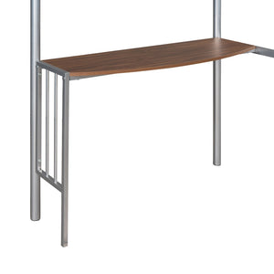 English Elm Twin Over Full Metal Bunk Bed with Built-in Study Desk Steel Frame Kids Bedroom Silver LT000092AAN