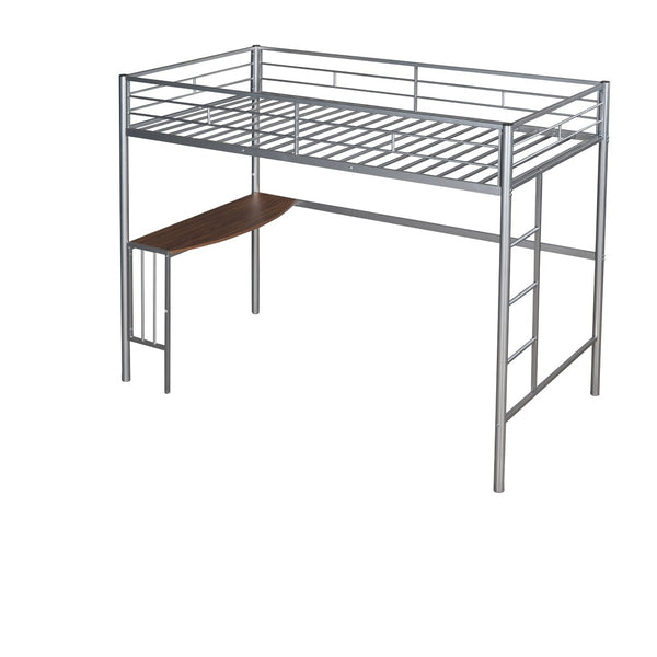 English Elm Twin Over Full Metal Bunk Bed with Built-in Study Desk Steel Frame Kids Bedroom Silver LT000092AAN