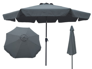 English Elm Outdoor 10FT Patio Umbrella with Flap, Crank & Tilt, 8 Ribs Steel Frame, UV40+ Weather Resistant Shade W65627955