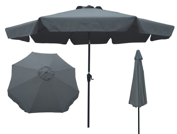 English Elm Outdoor 10FT Patio Umbrella with Flap, Crank & Tilt, 8 Ribs Steel Frame, UV40+ Weather Resistant Shade W65627955