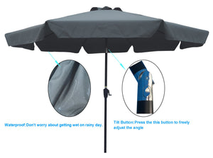 English Elm Outdoor 10FT Patio Umbrella with Flap, Crank & Tilt, 8 Ribs Steel Frame, UV40+ Weather Resistant Shade W65627955