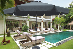 English Elm Outdoor 10FT Patio Umbrella with Flap, Crank & Tilt, 8 Ribs Steel Frame, UV40+ Weather Resistant Shade W65627955