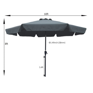 English Elm Outdoor 10FT Patio Umbrella with Flap, Crank & Tilt, 8 Ribs Steel Frame, UV40+ Weather Resistant Shade W65627955
