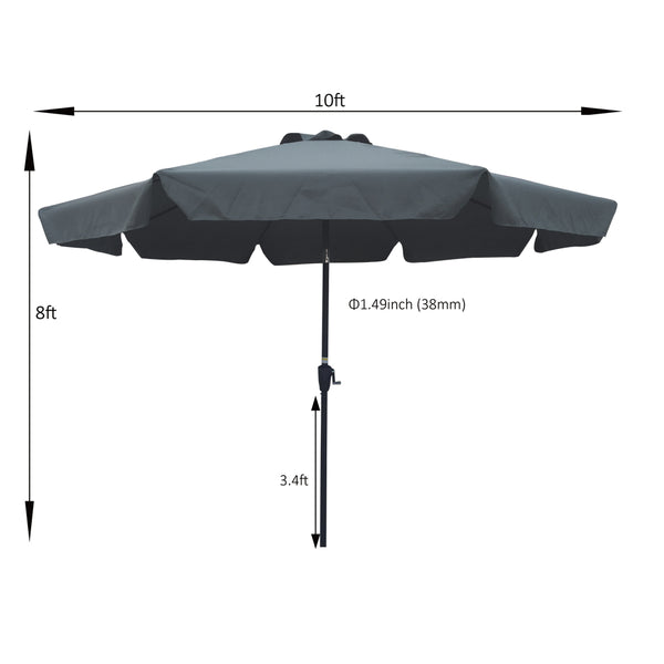 English Elm Outdoor 10FT Patio Umbrella with Flap, Crank & Tilt, 8 Ribs Steel Frame, UV40+ Weather Resistant Shade W65627955