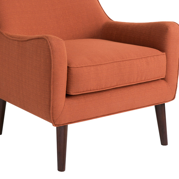 English Elm Mid-Century Madison Park Oxford Accent Chair in Burnt Orange Upholstery with Tapered Espresso Legs, Removable Cushion B03548210