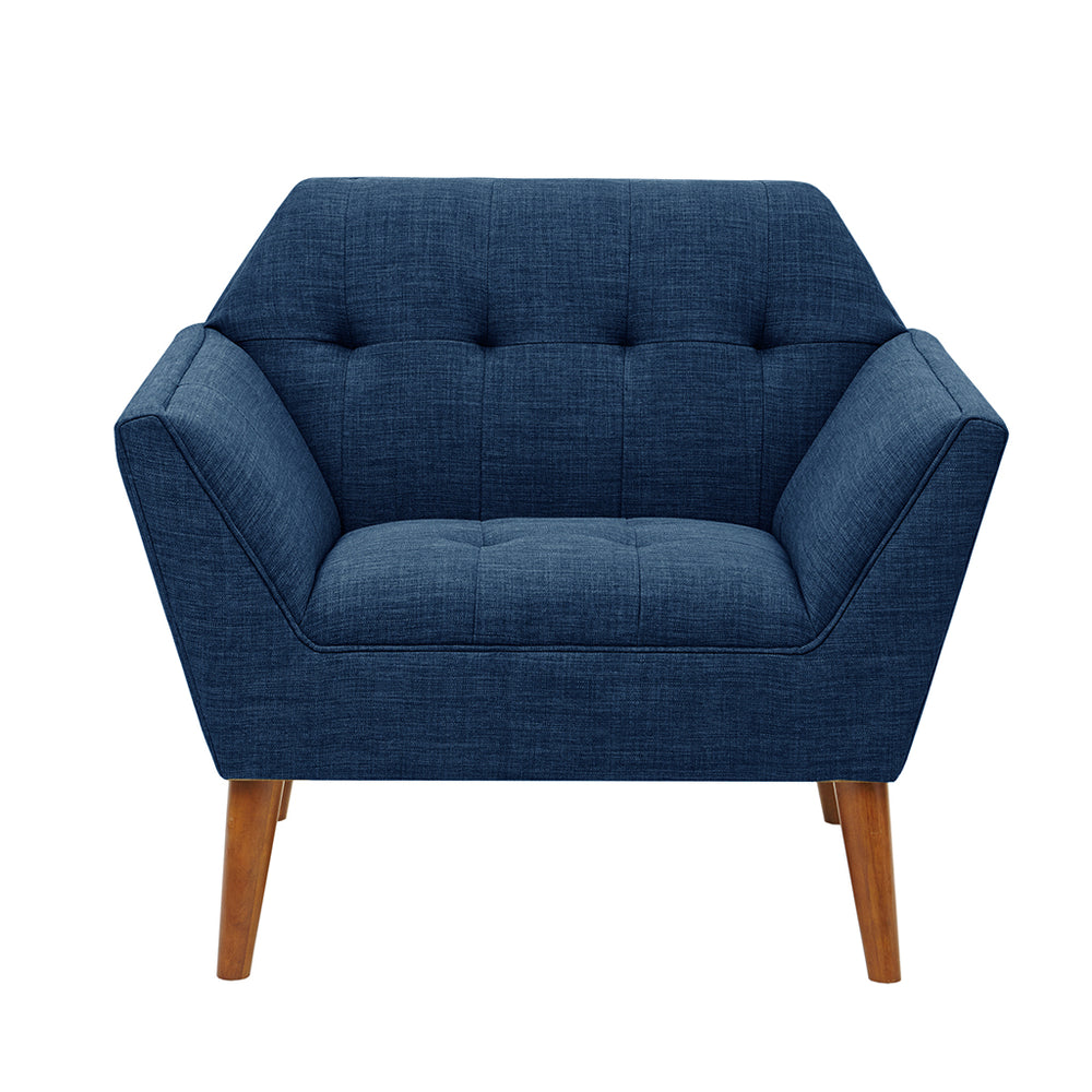 English Elm Lounge Chair Newport Mid-Century Accent with Tufted Textured Upholstery, Pecan Tapered Legs, Plush Comfort B03548347