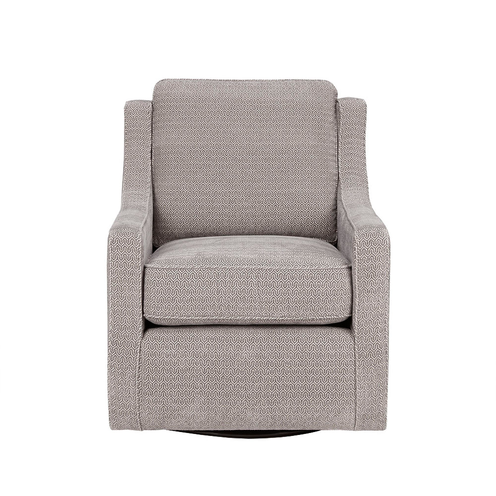 English Elm Harris Grey Swivel Chair with Black Metal Base, Solid Wood Frame, High-Density Foam Comfort B03548626