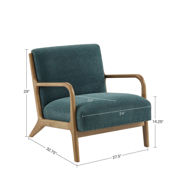 English Elm Lounge Chair Newport mid-century tufted accent chair with textured upholstery, pecan tapered legs Teal 35 L x 32 W x 19 H B03548364