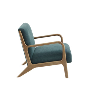 English Elm Lounge Chair Newport mid-century tufted accent chair with textured upholstery, pecan tapered legs Teal 35 L x 32 W x 19 H B03548364