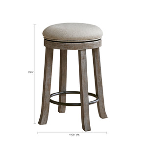 English Elm Swivel INK+IVY Oaktown Counter Stool — Upholstered Rustic Farmhouse Seat, Solid Wood Frame, Swivels smoothly B03548394