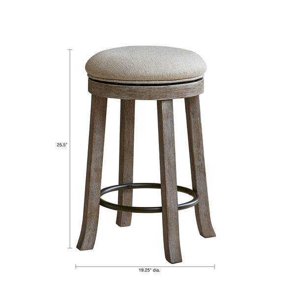 English Elm Swivel INK+IVY Oaktown Counter Stool — Upholstered Rustic Farmhouse Seat, Solid Wood Frame, Swivels smoothly B03548394