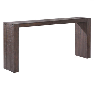 English Elm Monterey Solid Wood Console Table 64"W in Tobago Smoke Finish — Narrow Entryway, Modern Distressed Look B03548280