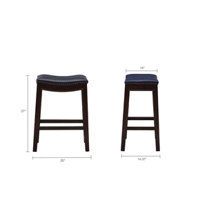 English Elm Saddle Counter Stool with Curved Backless Seat, High-Density Foam Comfort and Sturdy Hardwood Frame Navy 5.7 L x 26.57 W x 16.73 H B03548304