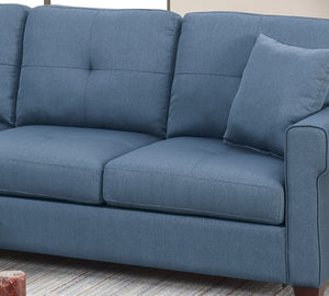 English Elm Blue Reversible Tufted Polyfiber Sectional Sofa with Ottoman – Glossy Blue Chaise, Cozy Modular Comfort B01149070