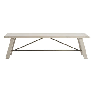 English Elm Dining Bench INK+IVY Sonoma Solid Wood 66" White Wash Seating for 3 with Grey Washed Metal Stretchers and Rustic Charm B03548425