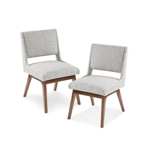English Elm BOOMERANG Upholstered Dining Side Chairs Set of 2 — Pecan Wood Legs, Light Gray Cushion Comfort, 300lb Capacity B03548410
