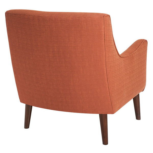 English Elm Mid-Century Madison Park Oxford Accent Chair in Burnt Orange Upholstery with Tapered Espresso Legs, Removable Cushion B03548210