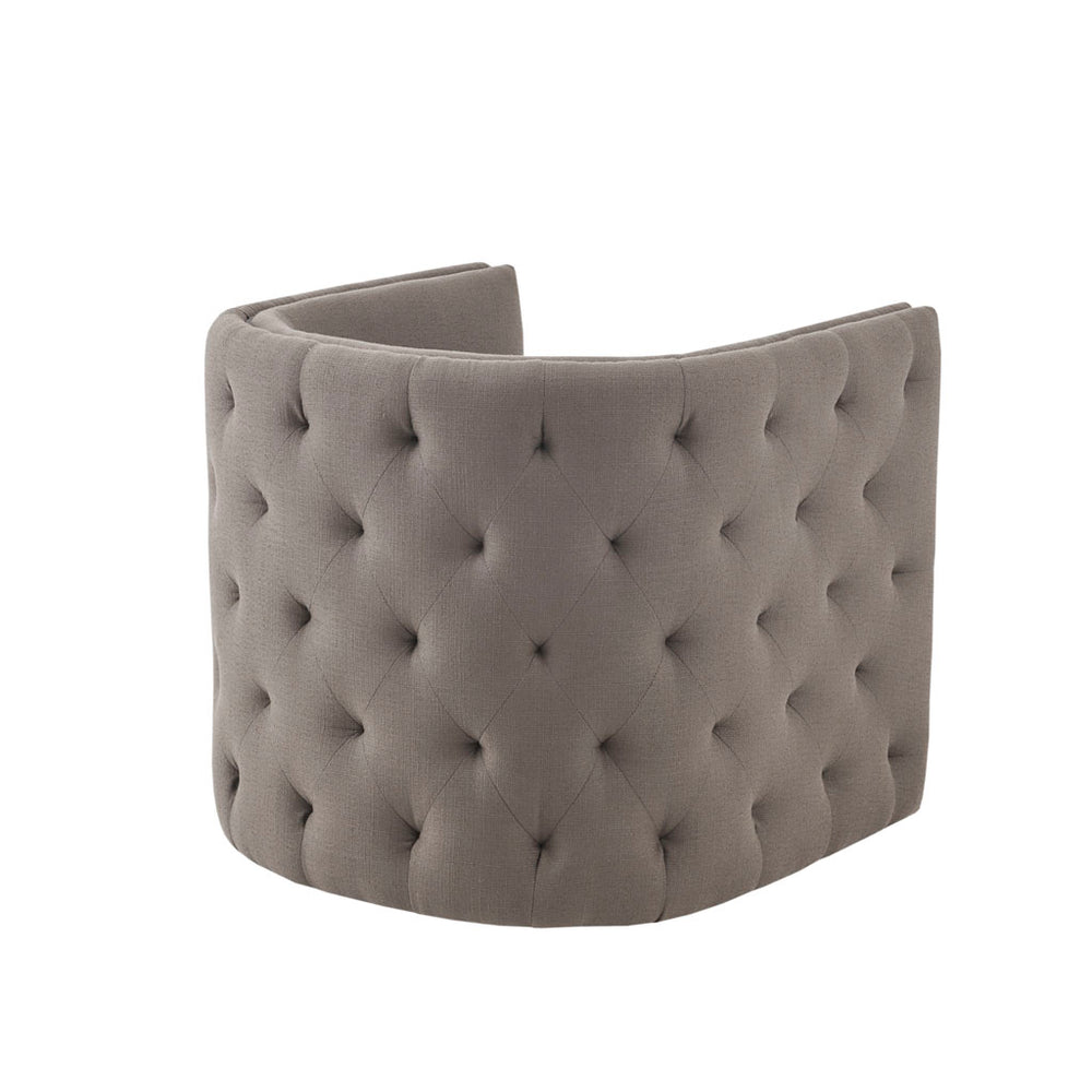 English Elm Capstone Tufted Swivel Barrel Chair with Brass Nailhead Accents, Wood Frame & High-Density Foam Upholstery B03548667