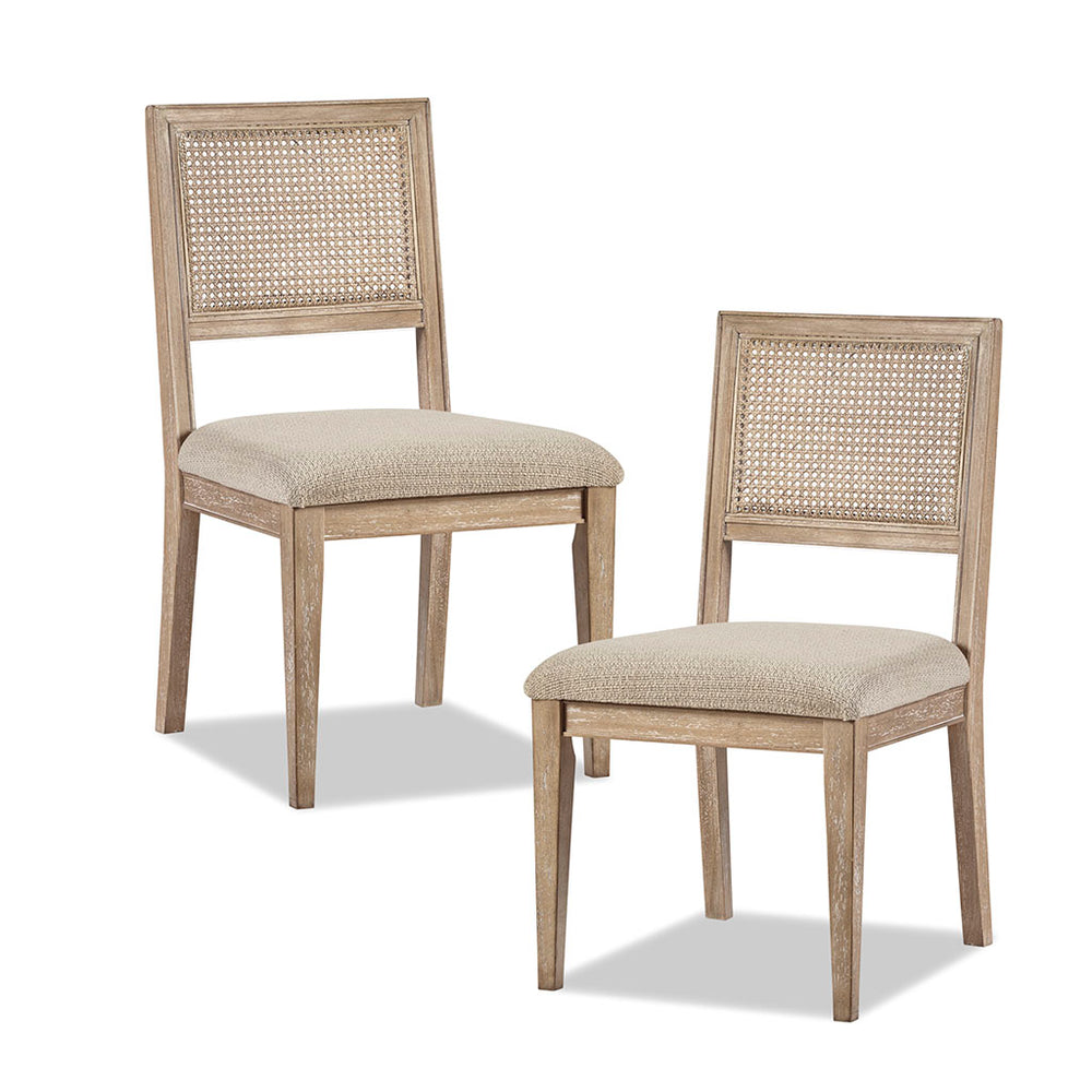 English Elm Armless INK+IVY Kelly Dining Side Chair Set of 2 with Cane Back Upholstered Seat Reclaimed Wheat Finish B03548413