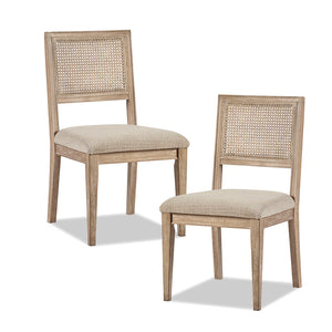English Elm Armless INK+IVY Kelly Dining Side Chair Set of 2 with Cane Back Upholstered Seat Reclaimed Wheat Finish B03548413