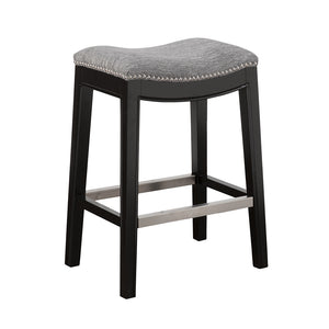 English Elm Saddle Backless Counter Stool with High‑Density Foam Seat, Birch Legs, Black Noir Finish, 300 lb Capacity B03548289