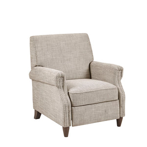 English Elm Push Julian Push Back Recliner with Silver Nailhead Trim, High-Density Foam, Solid Wood Frame and Legs Sand 27.75 L x 32 W x 29.75 H B03548630