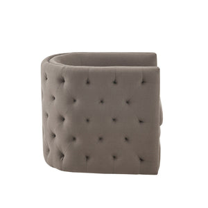 English Elm Capstone Tufted Swivel Barrel Chair with Brass Nailhead Accents, Wood Frame & High-Density Foam Upholstery B03548667