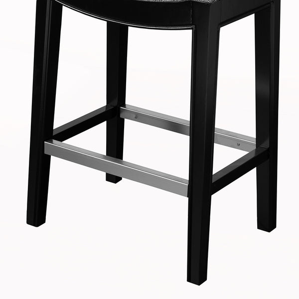 English Elm Saddle Backless Counter Stool with High‑Density Foam Seat, Birch Legs, Black Noir Finish, 300 lb Capacity B03548289