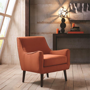 English Elm Mid-Century Madison Park Oxford Accent Chair in Burnt Orange Upholstery with Tapered Espresso Legs, Removable Cushion B03548210