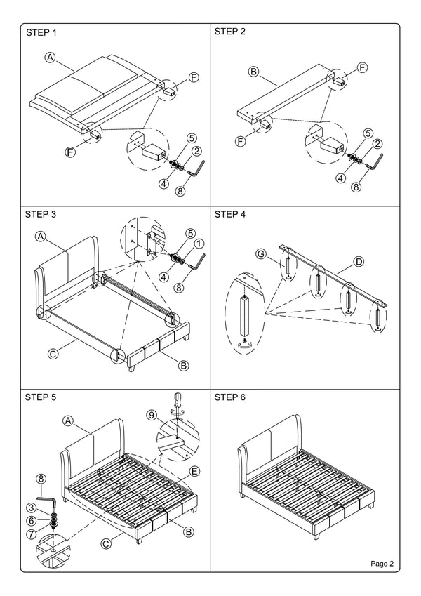 English Elm California King Faux Leather Bed Frame with Two-Panel Upholstered Headboard, Modern Brown Elegance B011S00106
