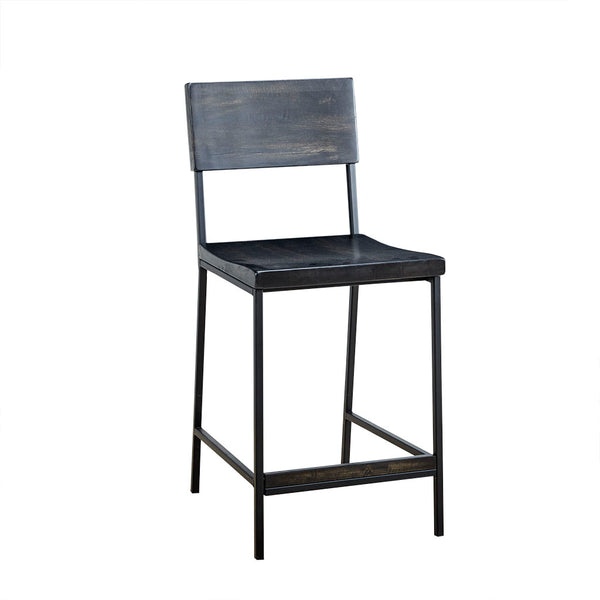 English Elm TACOMA Counter Stool 24" - Matte Black Metal Frame with Solid Hardwood Seat & Back, Modern Durable Design B03548393