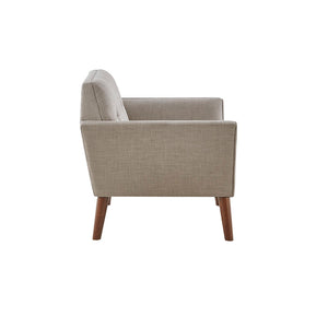 English Elm Lounge Newport Mid-Century Accent Chair with Button Tufting, Textured Upholstery & Pecan Legs LIGHT GREY 30.31 L x 37.8 W x 24.02 H B03548420