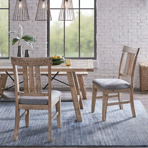 English Elm Dining Side Chairs Set of 2 Solid Pine Farmhouse Style with Foam Cushioned Seats B03548411