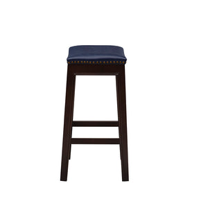 English Elm Saddle Counter Stool with Curved Backless Seat, High-Density Foam Comfort and Sturdy Hardwood Frame Navy 5.7 L x 26.57 W x 16.73 H B03548304