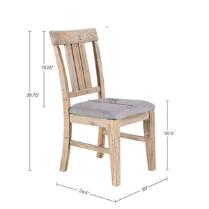 English Elm Dining Side Chairs Set of 2 Solid Pine Farmhouse Style with Foam Cushioned Seats B03548411