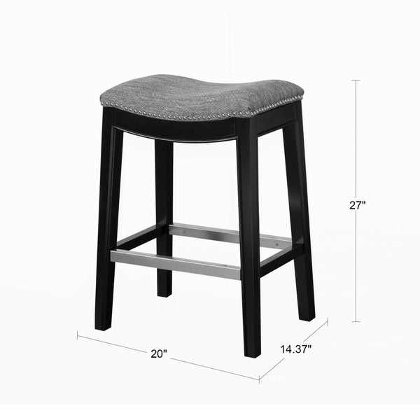 English Elm Saddle Backless Counter Stool with High‑Density Foam Seat, Birch Legs, Black Noir Finish, 300 lb Capacity B03548289