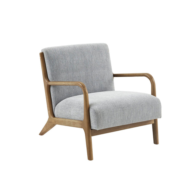 English Elm Lounge Chair Newport mid-century tufted accent chair with textured upholstery, pecan tapered legs Grey 35 L x 32 W x 19 H B03548365