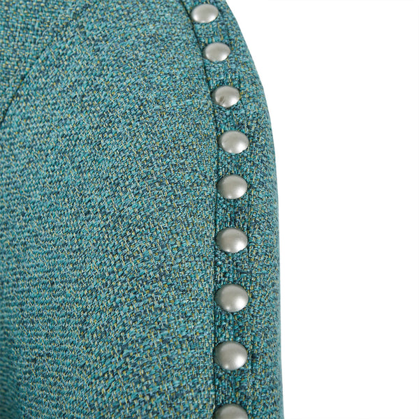 English Elm Tyler Teal Swivel Chair with Pewter Nailhead Trim, High-Density Foam Cushion & Black Metal Base B03548646