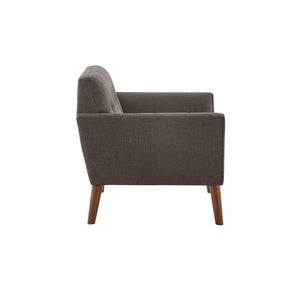 English Elm Lounge Newport Mid-Century Accent Chair with Button Tufting, Textured Upholstery & Pecan Legs Charcoal 30.31 L x 37.8 W x 24.02 H B03548421