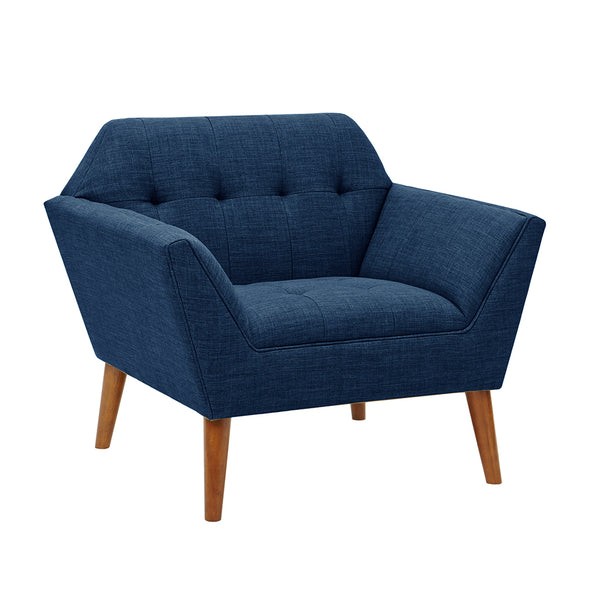 English Elm Lounge Chair Newport Mid-Century Accent with Tufted Textured Upholstery, Pecan Tapered Legs, Plush Comfort B03548347