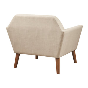 English Elm Lounge Newport Mid-Century Accent Chair with Button Tufting, Textured Upholstery & Pecan Legs Beige 30.31 L x 37.8 W x 24.02 H B03548424