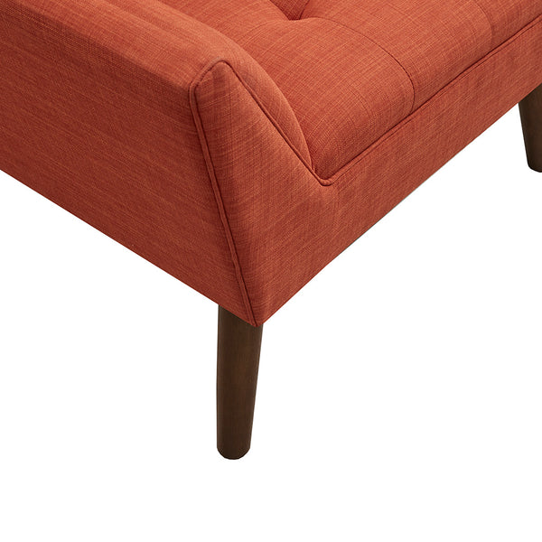 English Elm Lounge Chair with Mid-Century Button Tufting, Textured Polyester Upholstery & Pecan Tapered Legs Spice 30.31 L x 37.8 W x 24.02 H B03548371