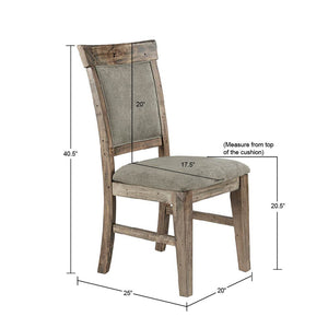 English Elm Dining Oliver Side Chair Set of 2 — Rustic Hand-Distressed Grey Wood Frame, Cushioned Upholstery Comfort Natural+Grey 23.5 L x 43.5 W x 15.5 H B03548412