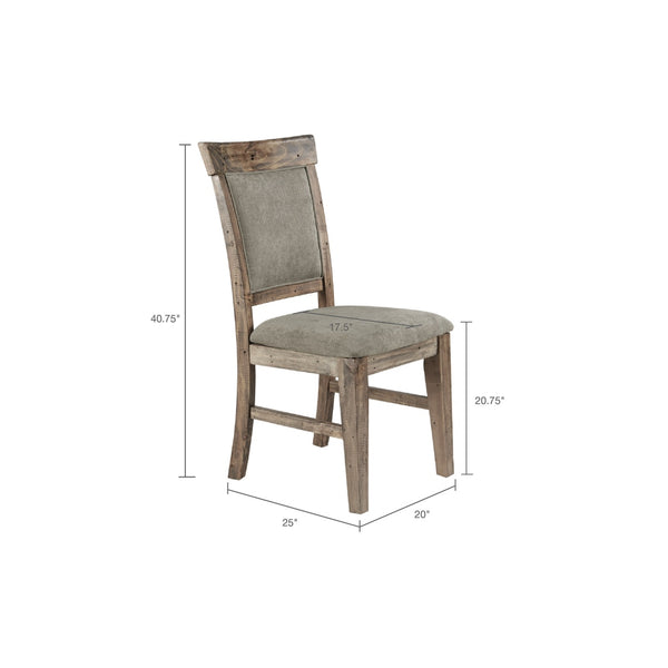 English Elm Dining Oliver Side Chair Set of 2 — Rustic Hand-Distressed Grey Wood Frame, Cushioned Upholstery Comfort Natural+Grey 23.5 L x 43.5 W x 15.5 H B03548412