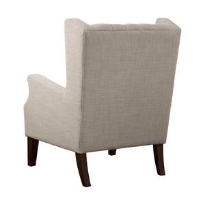 English Elm Chair Button Tufted High Back Accent Seat with Espresso Legs for Living Room B03548247