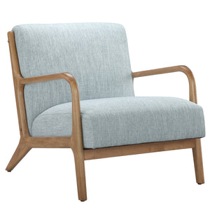 English Elm Lounge Newport Mid-Century Accent Chair with Button Tufting, Textured Upholstery & Pecan Legs Light Blue 35 L x 32 W x 19 H B03548423