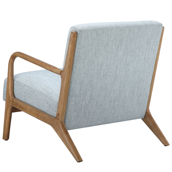 English Elm Lounge Newport Mid-Century Accent Chair with Button Tufting, Textured Upholstery & Pecan Legs Light Blue 35 L x 32 W x 19 H B03548423