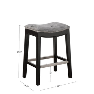 English Elm Saddle Backless Counter Stool with High‑Density Foam Seat, Birch Legs, Black Noir Finish, 300 lb Capacity B03548289