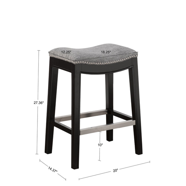 English Elm Saddle Backless Counter Stool with High‑Density Foam Seat, Birch Legs, Black Noir Finish, 300 lb Capacity B03548289